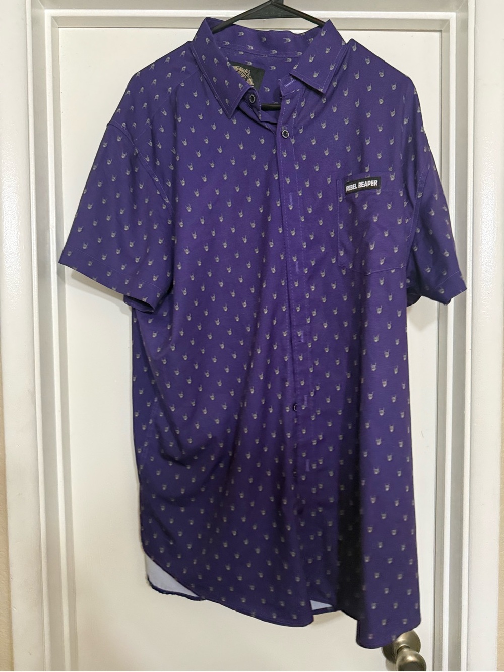 Rebel Reaper Purple Metal Hands button shirt MENS XL